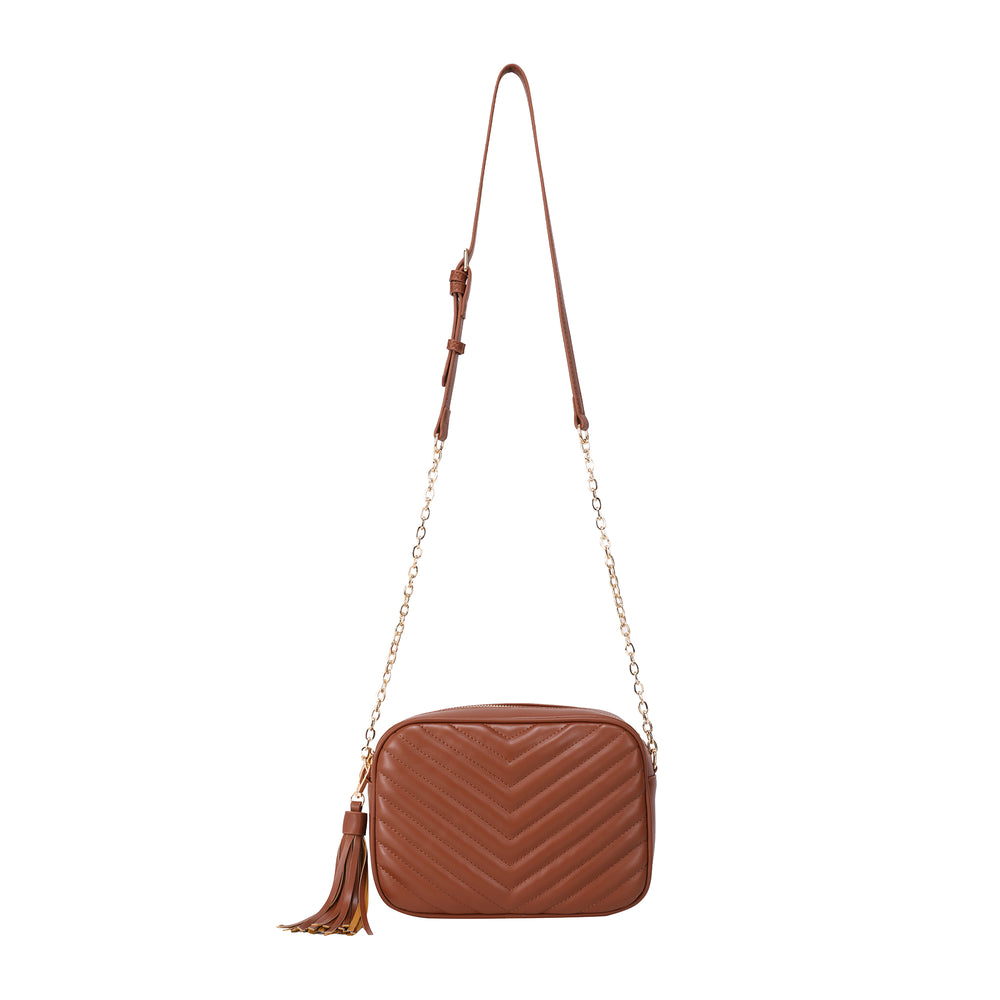 Quilted Shoulder and Cross body bag with tassel