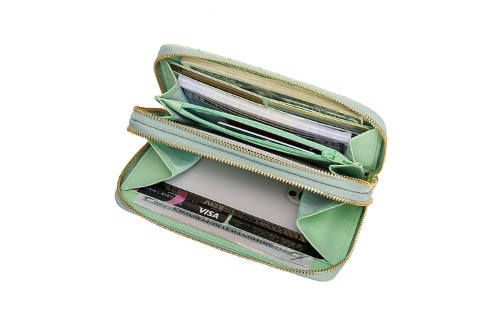 Dual Zipper Wallet with Hand Strap | RFID Blocking protection