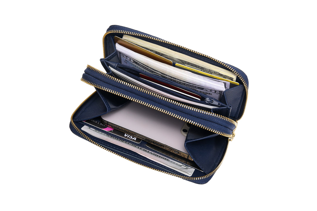 Dual Zipper Wallet with Hand Strap | RFID Blocking protection