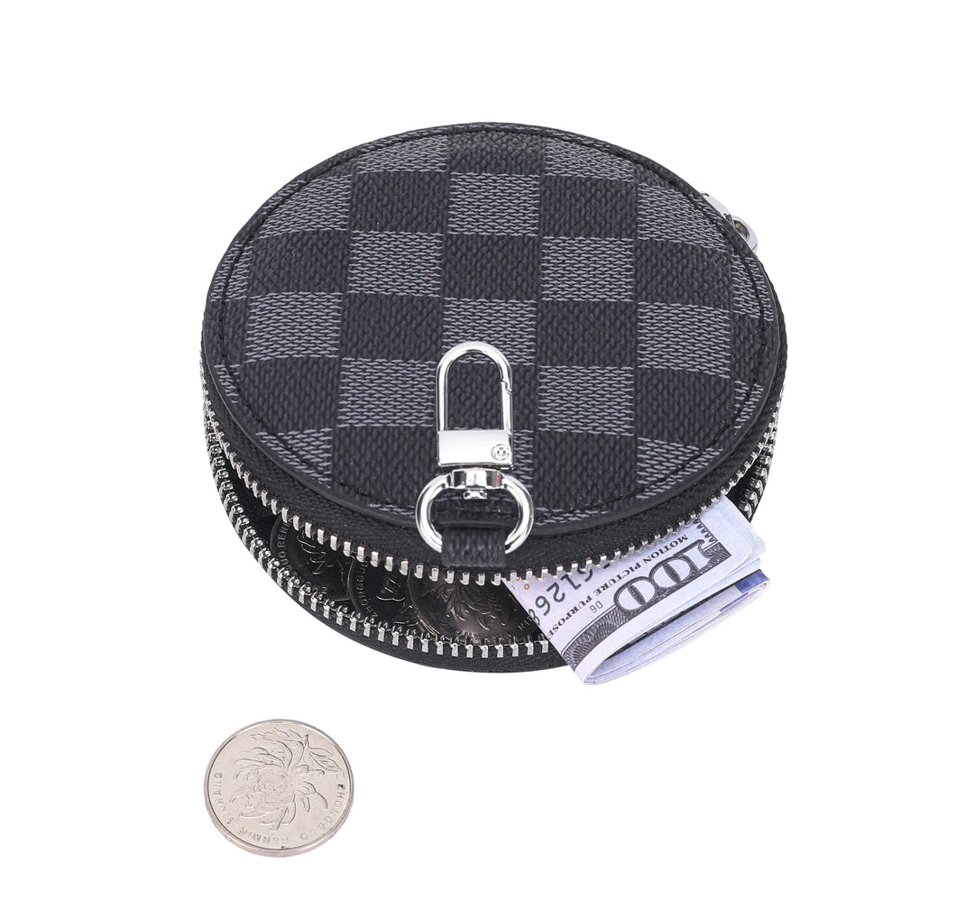Round Coin Purse Pouch Change Wallet Holder with clasp