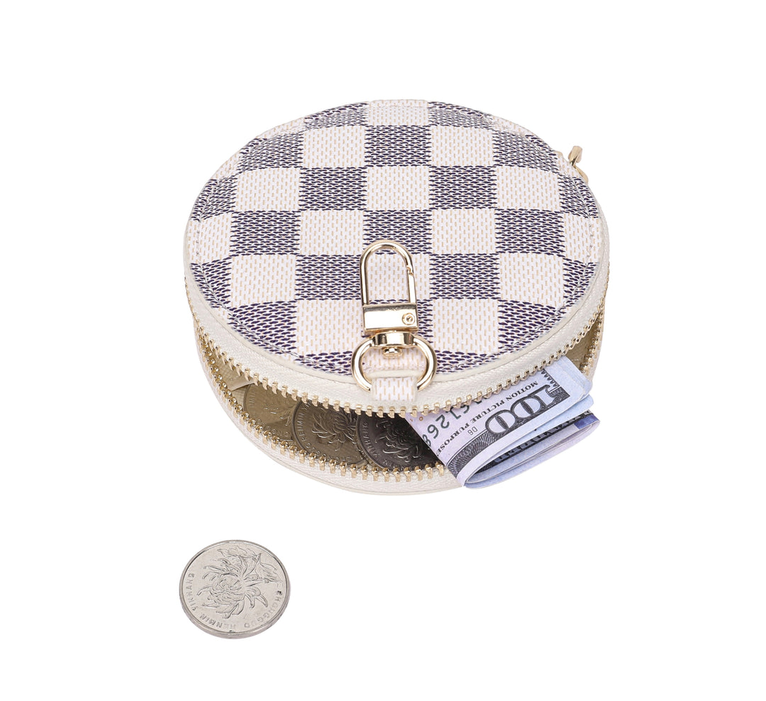 Round Coin Purse Pouch Change Wallet Holder with clasp