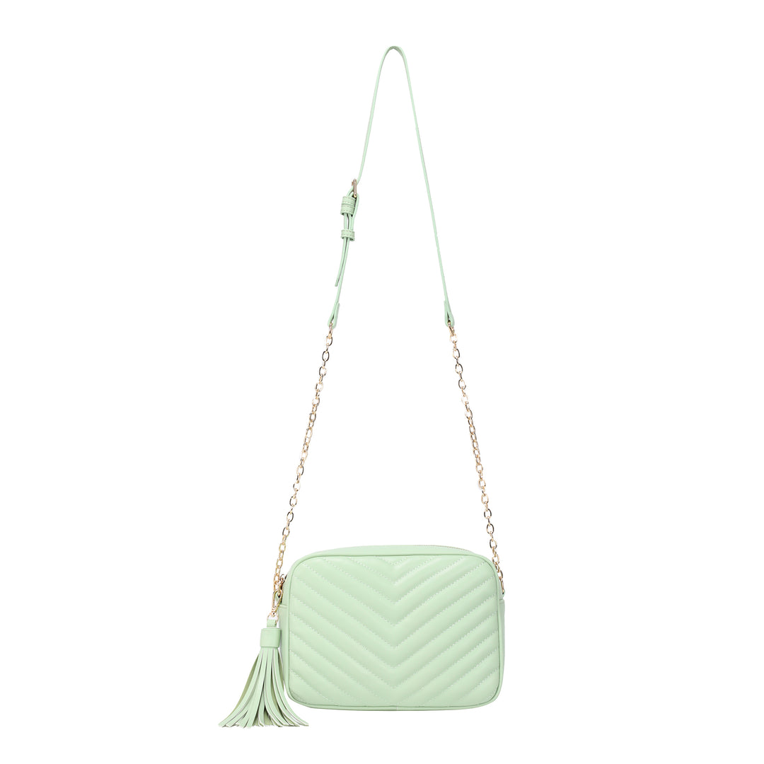Quilted Shoulder and Cross body bag with tassel