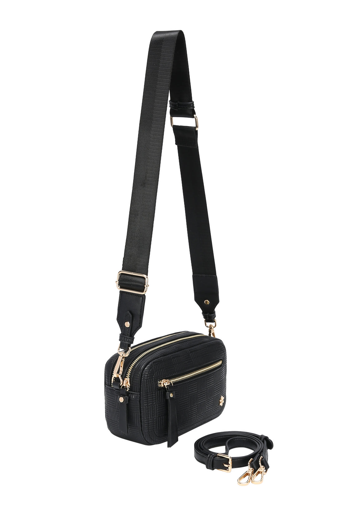 Dual zipper Cross body Shoulder bag with 2 shoulder straps- PU Vegan leather