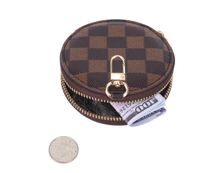 Round Coin Purse Pouch Change Wallet Holder with clasp