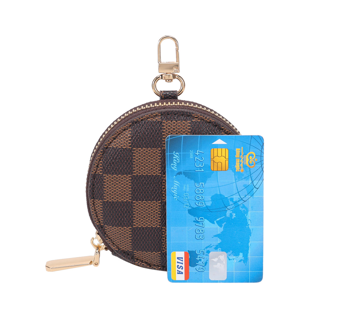 Round Coin Purse Pouch Change Wallet Holder with clasp