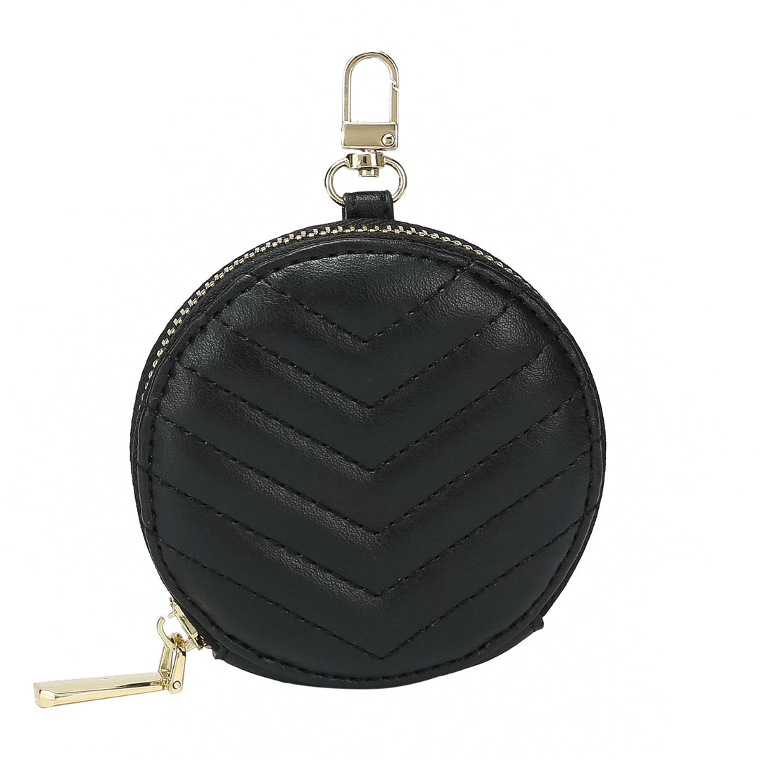 Daisy Rose Keychain Pouch & Coin Purse with Clasp, Luxury PU Vegan Leather  - Black Zigzag : Clothing, Shoes & Jewelry 