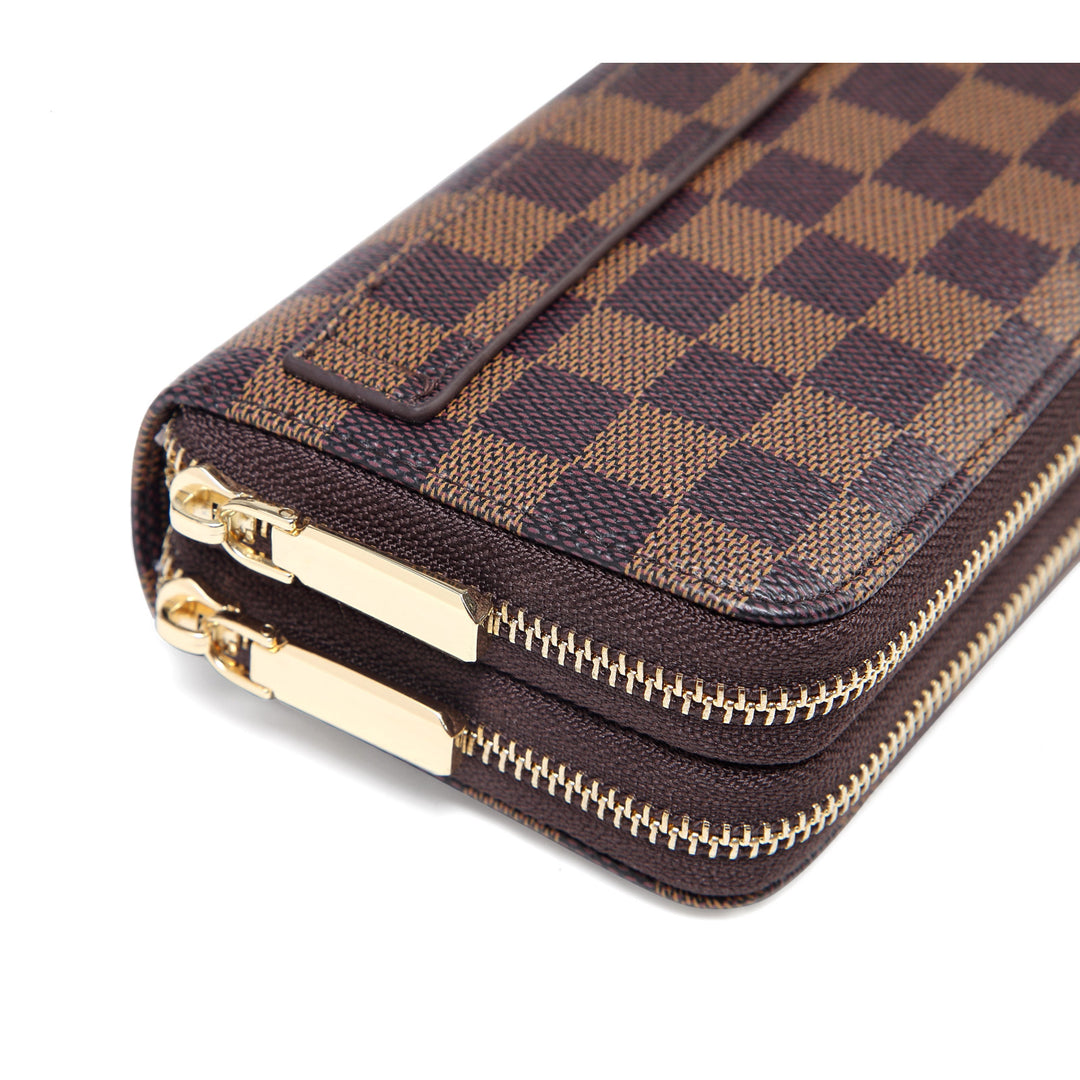 Checkered Double Zip Wallet Checkered Double Zip Wallet