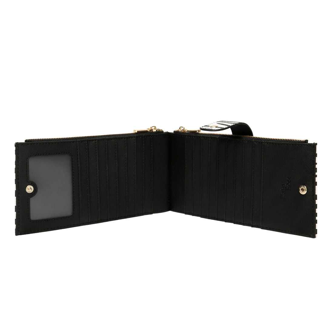 Daisy Rose Trifold RFID Blocking Wallet - PU Vegan Leather Multi Card  Holder Organizer Small - Cream checkered 