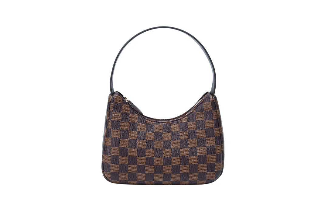 T.Sheep Checkered Tote Shoulder Bags With Inner Pouch,PU Vegan Leather  Luxury Woman Handbags, Brown 