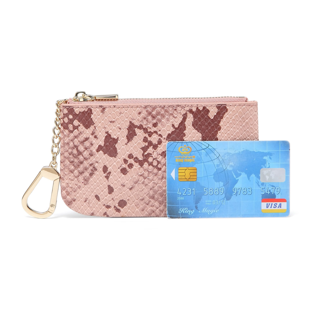 Daisy Rose Luxury Coin Purse Change Wallet Pouch for Women - PU Vegan  Leather Card Holder with Oversized Metal Keychain and Clasp - Cream Check 