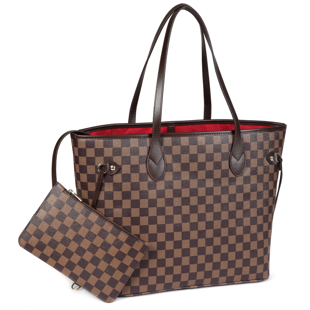 Source PU Vegan Leather Daisy Rose Checkered Tote Shoulder Handbag Bag with  inner pouch on m.