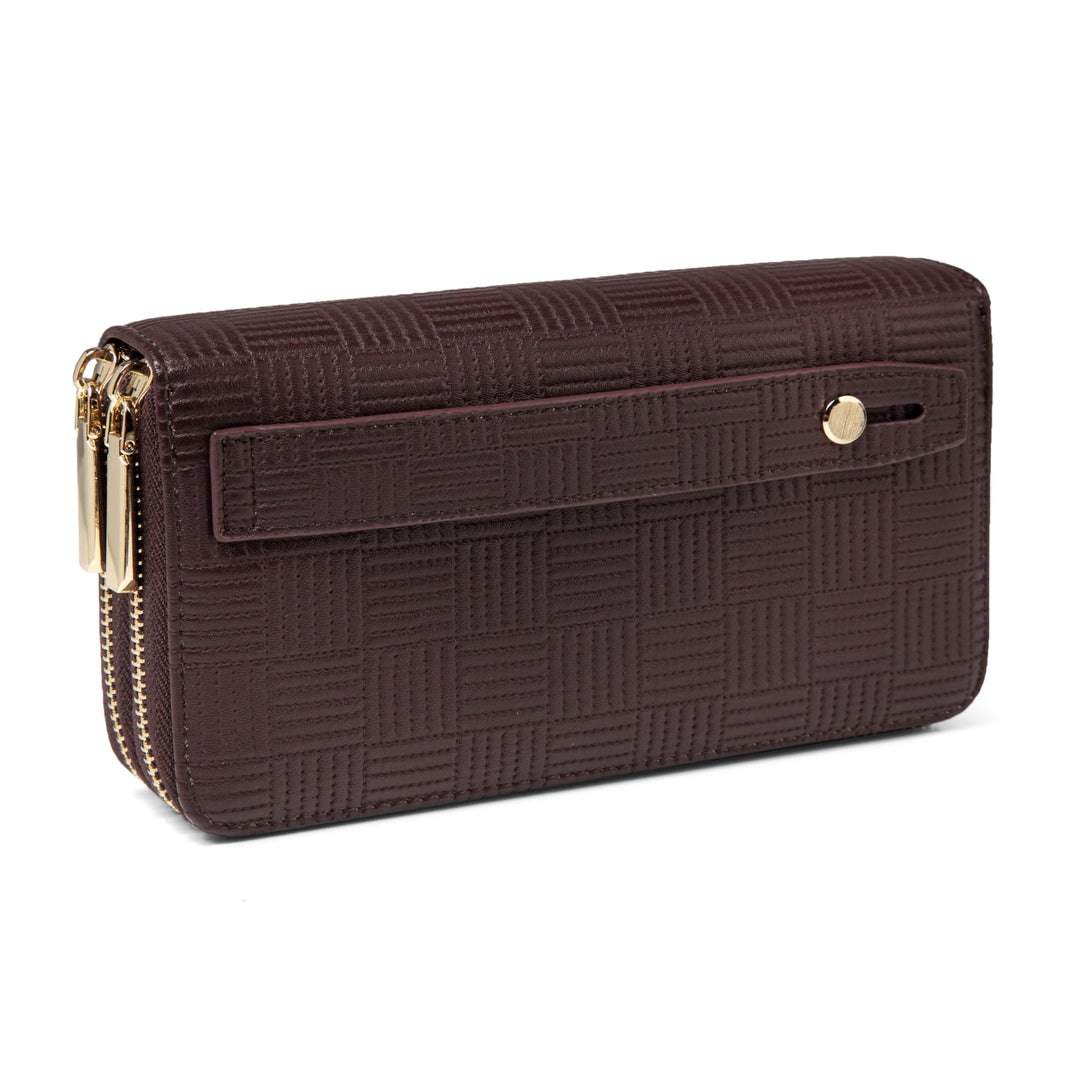 Daisy Rose Women's Check Zip Around Wallet and Phone Clutch - RFID