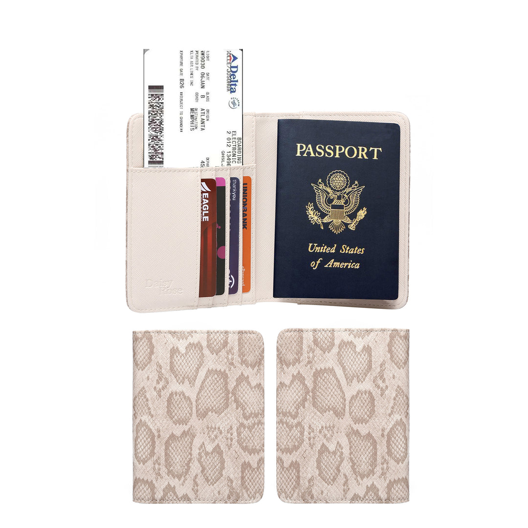 Daisy Rose Luxury Passport Holder Cover Case | PU Vegan Leather RFID Travel  Organizer Card Holder - Pink Snake