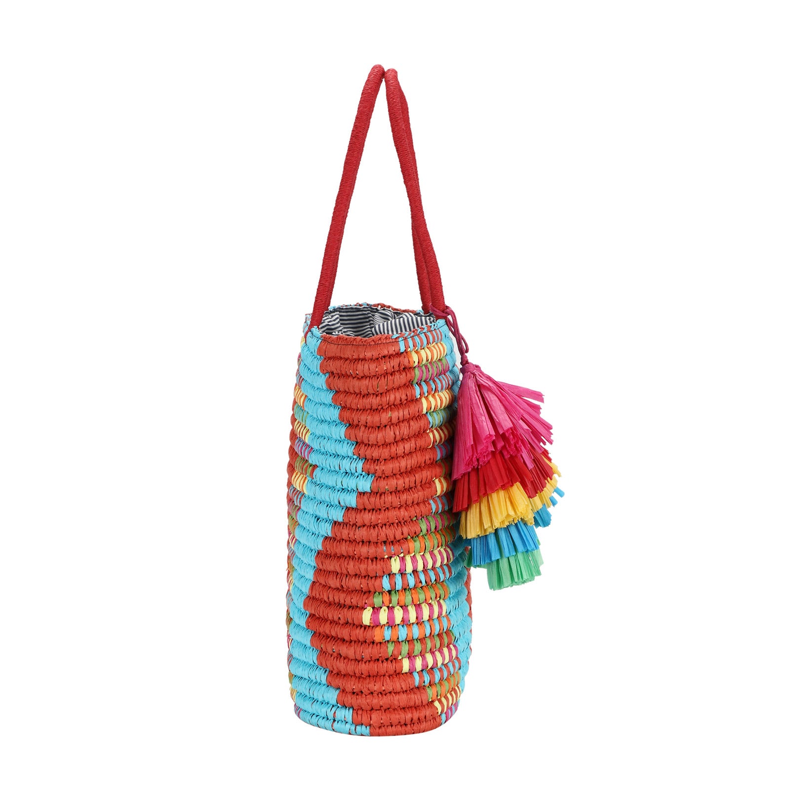 Straw beach tote bag with tassels and inner pouch – Daisy Rose bags