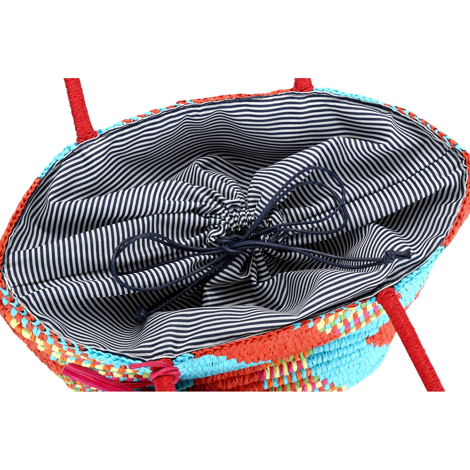 Straw beach tote bag with tassels and inner pouch – Daisy Rose bags